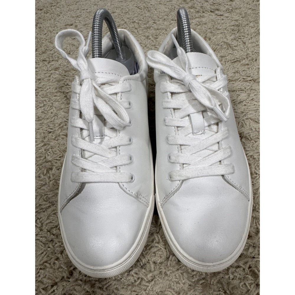 J Crew Road Trip White Leather Faux Lace Up Sneakers Size 8.5 Padded Collar